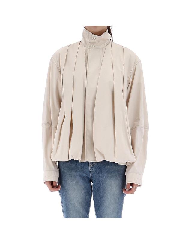 르메르 26SS 르메르 38사이즈 럭키찬스 소프트 플리츠 블루종 자켓 OW1236 LF1207 WH024 착용컷