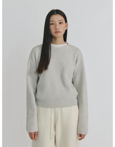 Series line - Cashmere drop round knit (LIGHT GREY)