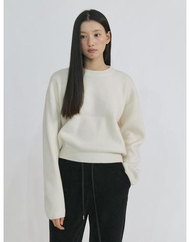 Series line - Cashmere drop round knit (IVORY)