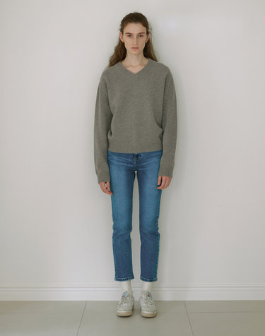 Slim fit straight denim pants (BLUE)