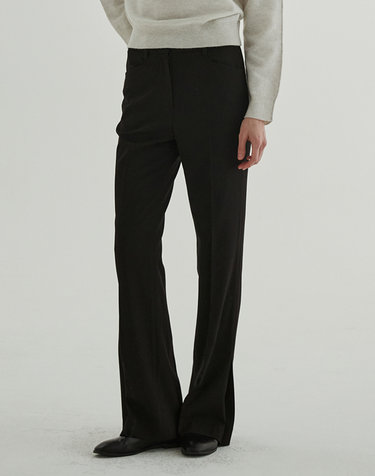 Side Flap Boots-Cut Pants (Black)