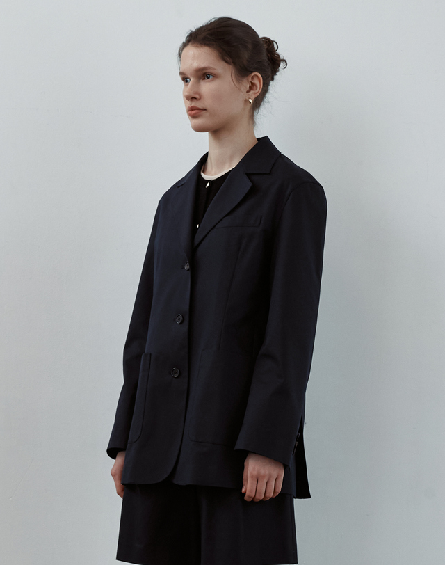 스텝어라운드 Set-up wide pocket casual jacket [D/NAVY] 네이비 착용컷