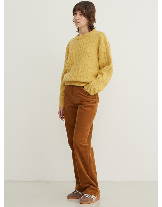 스텝어라운드 Corduroy Daily Pants (Camel) 카멜 착용컷