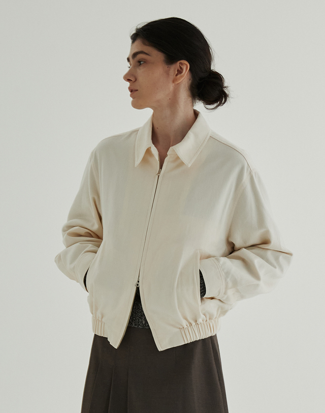 스텝어라운드 Soft Cotton Collar Blouson (Ivory) 아이보리 착용컷