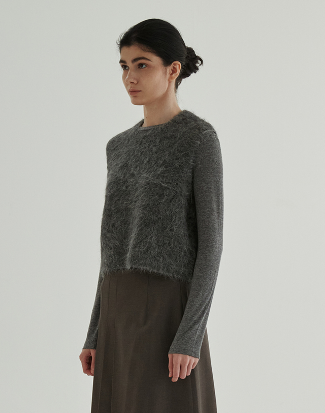 스텝어라운드 Hairy Alpaca vest (charcoal) 그레이 착용컷
