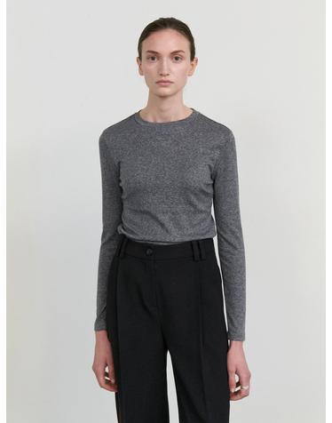 Loose fit wool tencel top_CHARCOAL