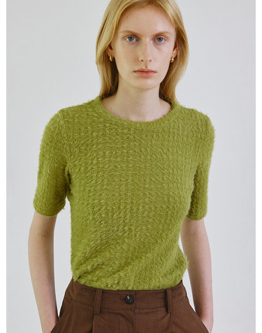 Hairy half sleeves t shirts_OLIVE