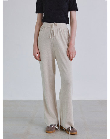 Merinowool knit banding wide pants_BEIGE