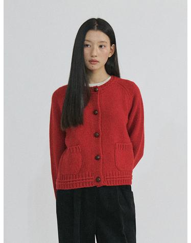 Rib line raglan cardigan_RED