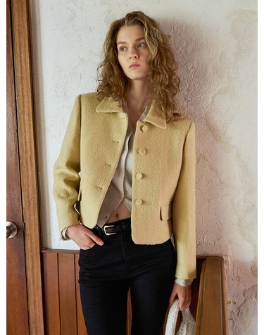 Boucle collar crop jacket_BUTTER