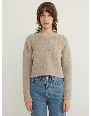 스텝어라운드 Brushed Crop Round knit_SANDSTONE
