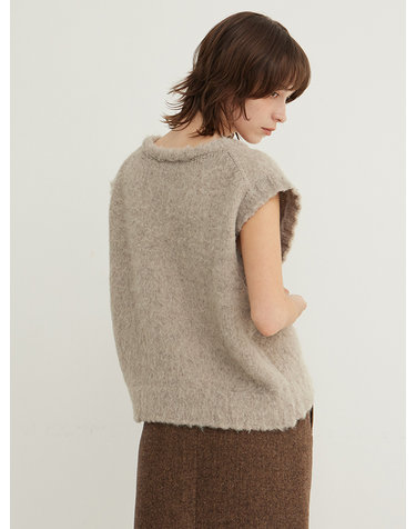 Brushed Knit Vest_SAND STONE