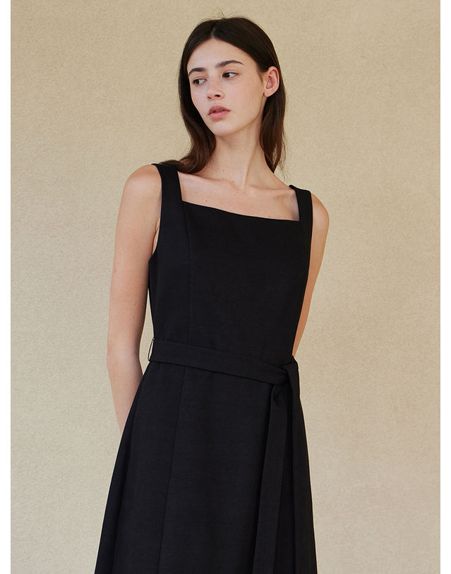 스텝어라운드 Square neck sleevless onepiece_BLACK 블랙 착용컷