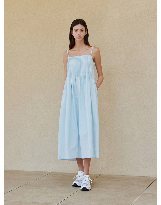 스텝어라운드 Pin vacance dress_SKY BLUE 청록 착용컷