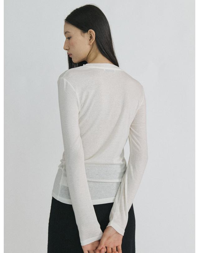 스텝어라운드 Loose fit wool tencel top_IVORY 착용컷