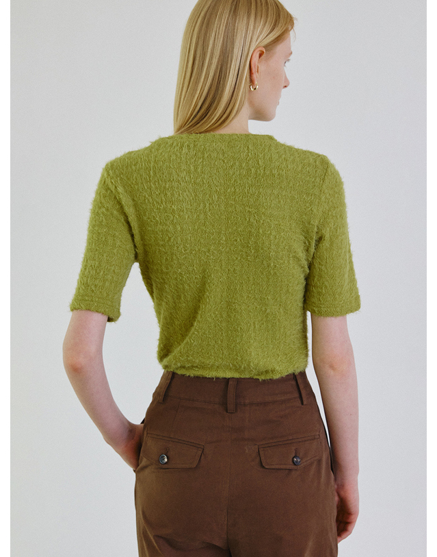 스텝어라운드 Hairy half sleeves t shirts_OLIVE 착용컷