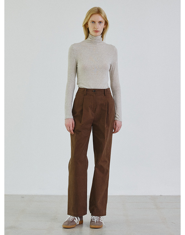 스텝어라운드 Line detail wool pola_OATEMAL 착용컷