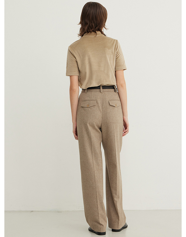 스텝어라운드 Wool Blend Wide Pleated Slacks_TAUPE 착용컷