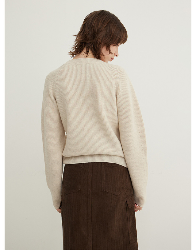 스텝어라운드 Alpaca Blend Wrap Cardigan_MIST 착용컷