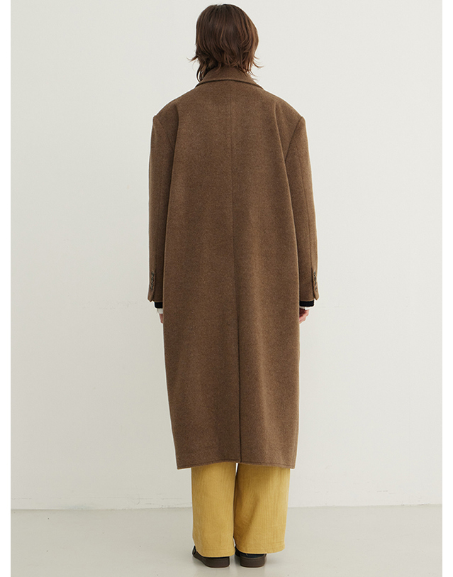 스텝어라운드 Merino Wool Oversized Long Single Coat_BROWN 착용컷