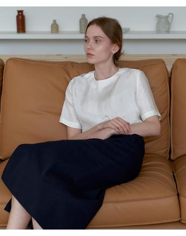 CRACK HALF SLEEVES BLOUSE_WHITE