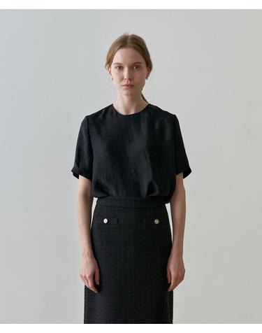 CRACK HALF SLEEVES BLOUSE_BLACK