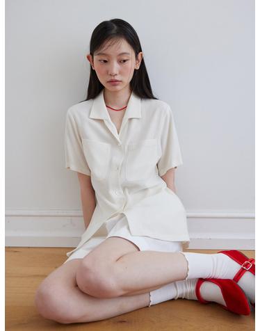Hourglass line lapel shirt_IVORY
