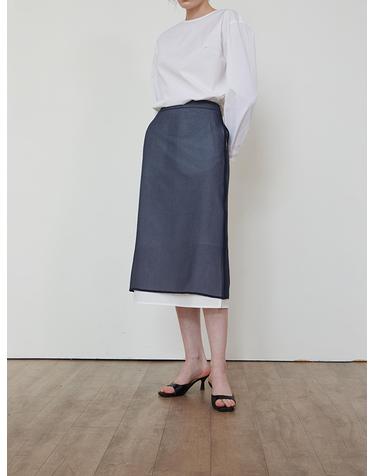 See-through H-line layered skirt_NAVY