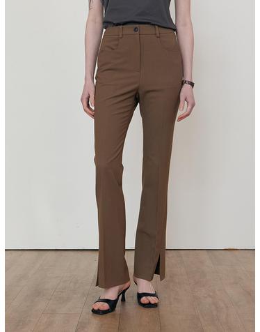 Boots cut slit pants_BROWN