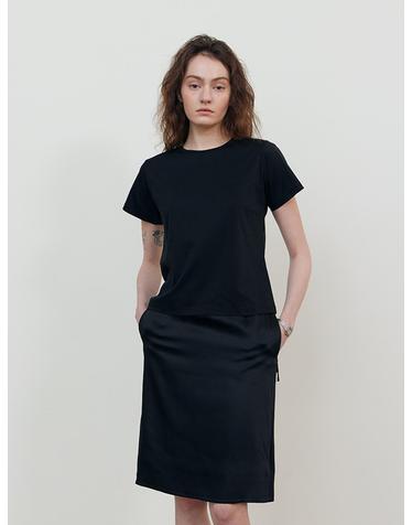 Silket cotton half t-shirt_BLACK