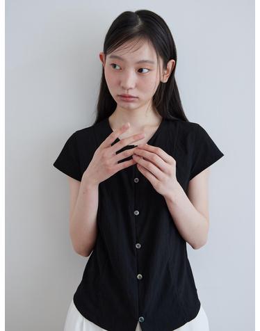 Cap sleeve blouse_BLACK