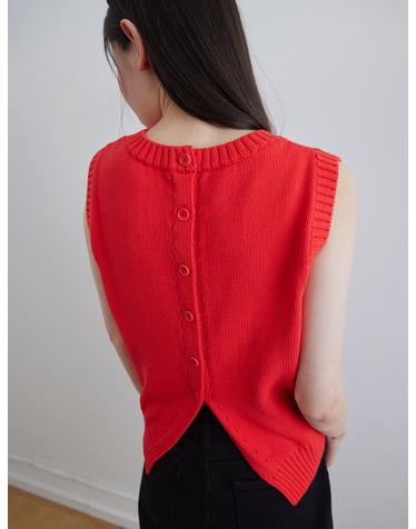 Reversible sleeveless cardigan_RED