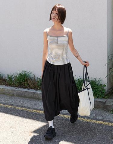 Soft stripe sleeveless top_GREY