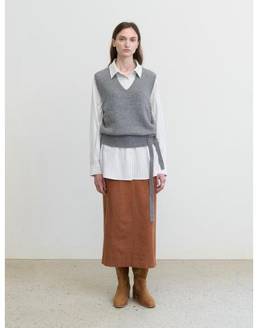 Suede H-line skirt_BROWN