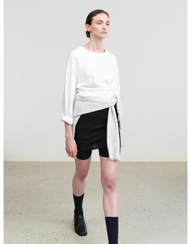 Loose fit wrap long sleeve t-shirts_OFF WHITE