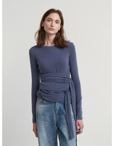 Waist wrap round wool t-shirts_M/BLUE