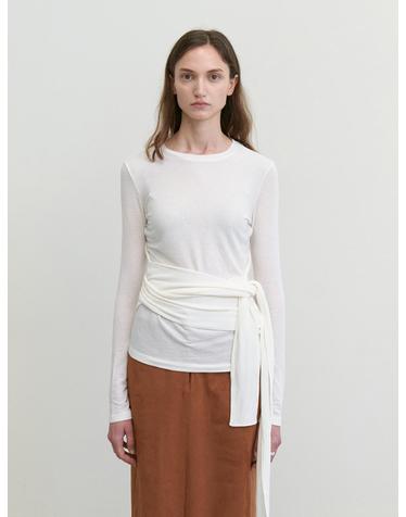 Waist wrap round wool t-shirts_IVORY
