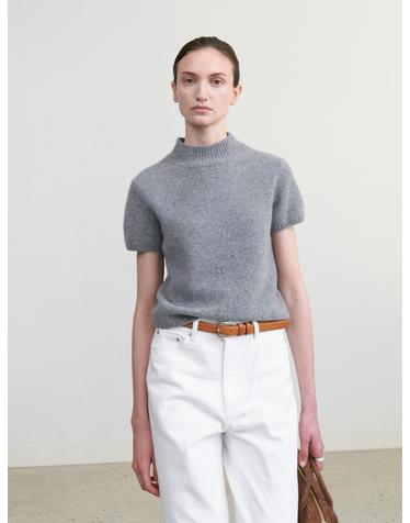 Mar crop half knit_M/GREY