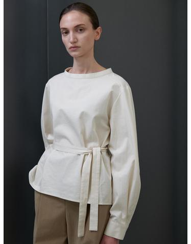 Balloon sleeves belt blouse_IVORY