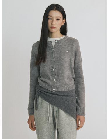 Kid Mohair Round Crop Cardigan_GREY