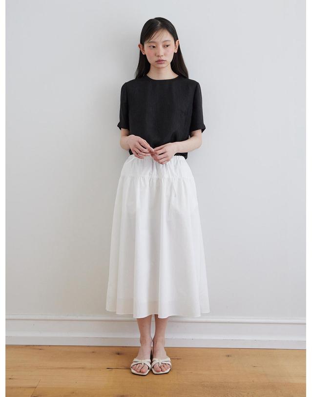 스텝어라운드 CRACK HALF SLEEVES BLOUSE_BLACK 블랙 착용컷