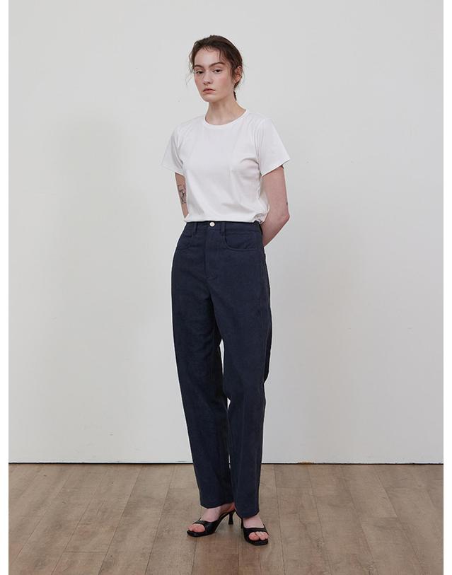 스텝어라운드 Pigment washing panel pants_DENIM 핑크 착용컷