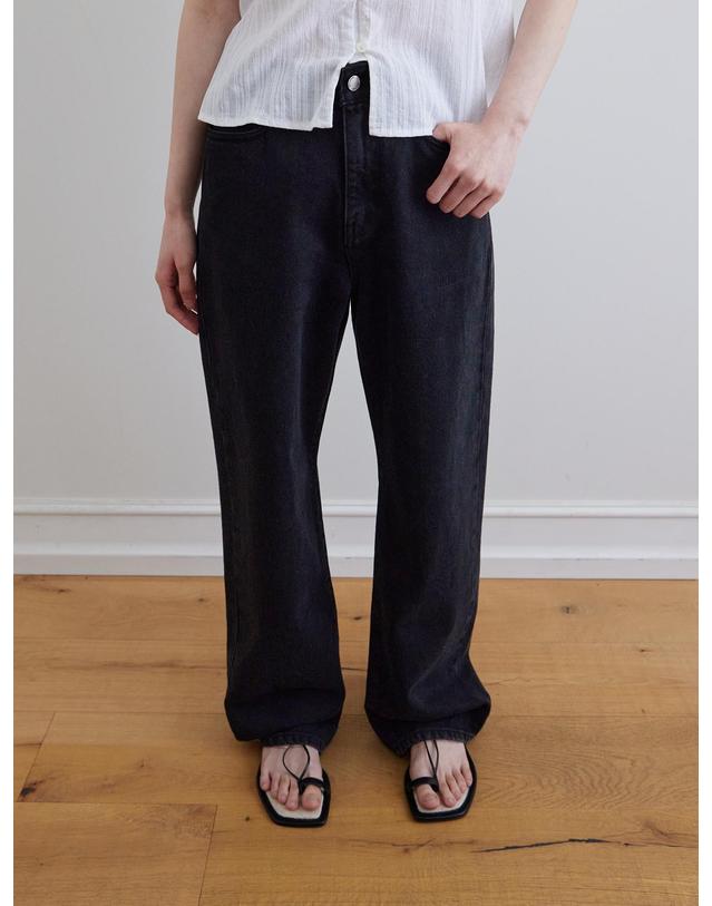 스텝어라운드 Kintra straight washing denim_BLACK 블랙 착용컷