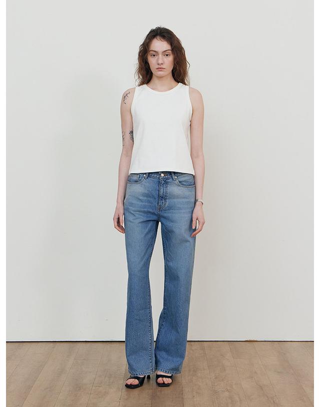 스텝어라운드 Span rib sleeveless_WHITE 화이트 착용컷