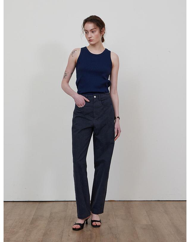 스텝어라운드 Span rib sleeveless_WHITE 화이트 착용컷