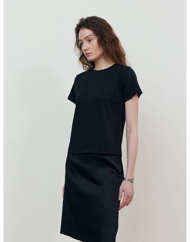 스텝어라운드 Silket cotton half t-shirt_BLACK 블랙 착용컷