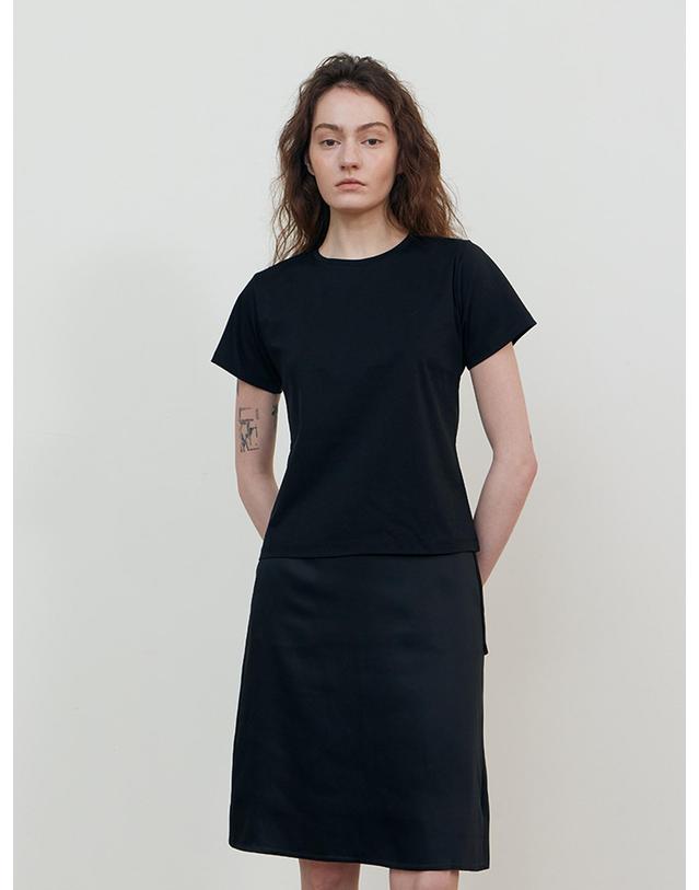 스텝어라운드 Silket cotton half t-shirt_BLACK 블랙 착용컷