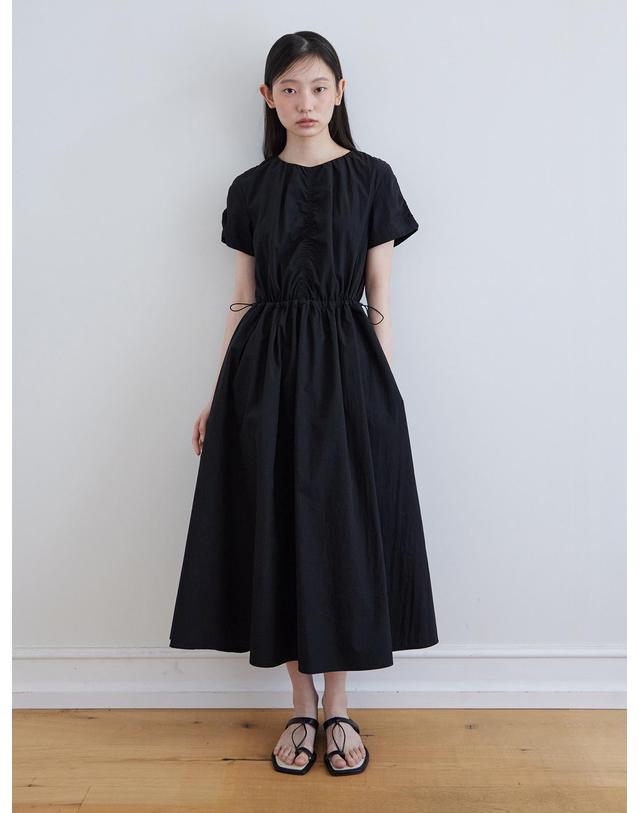 스텝어라운드 Half sleeve string one-piece_BLACK 블랙 착용컷
