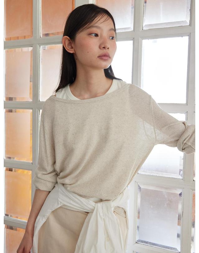 스텝어라운드 Summer lap round knit_LINEN 아이보리 착용컷