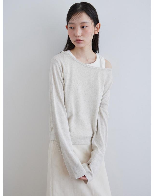 스텝어라운드 Summer lap round knit_LINEN 아이보리 착용컷